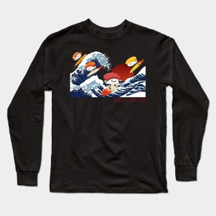 Sushi The Great Wave Japanese Kanagawa Japanese Long Sleeve T-Shirt